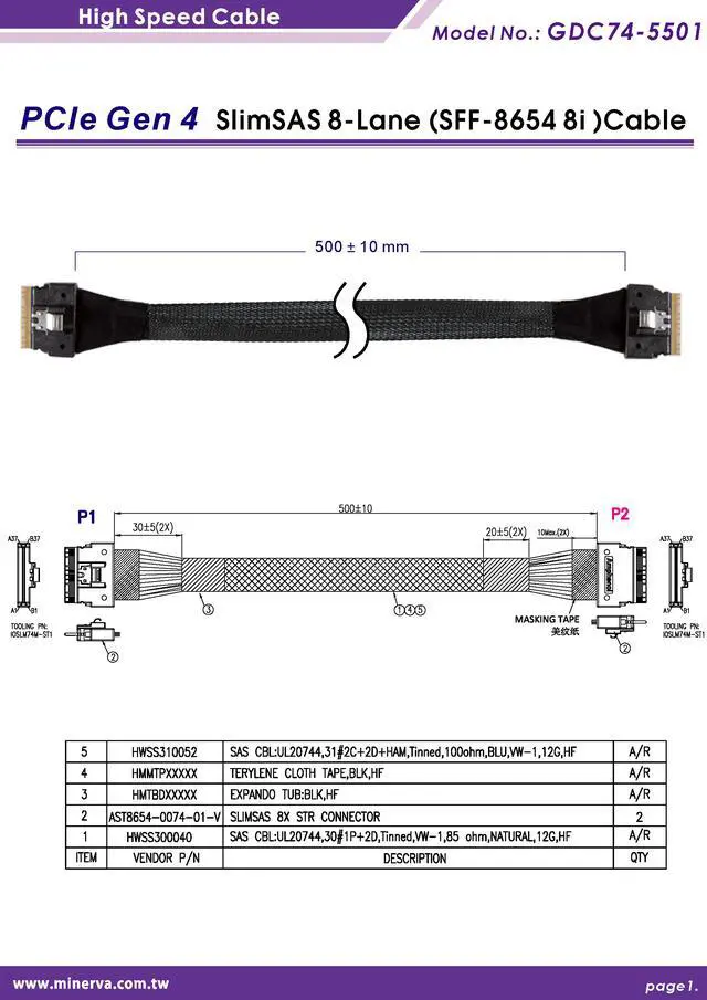 Alt view image 5 of 6 - SlimSAS 8i PCIe 4.0 to U.2 dual port with Hot plug Power Protection & SlimSAS 8i cable, 50cm