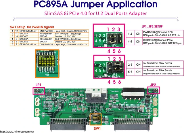 Alt view image 4 of 6 - SlimSAS 8i PCIe 4.0 to U.2 dual port for SAMSUNG PM1733 SSD & SlimSAS 8i cable, 50cm