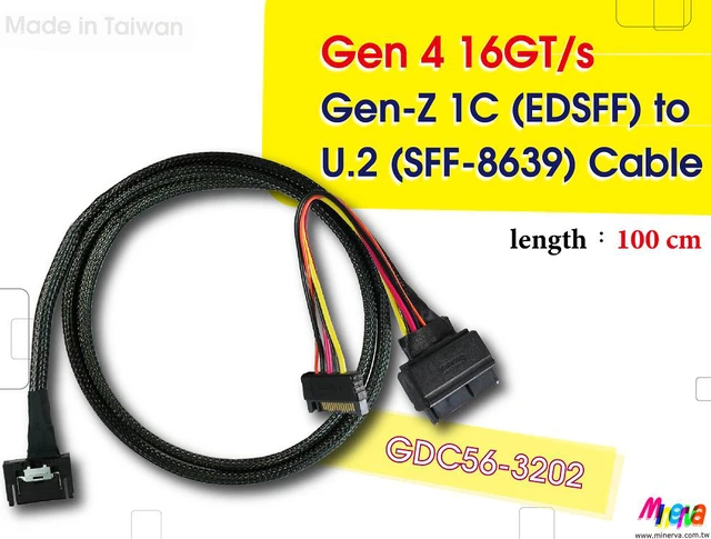 Main image of EDSFF(Gen-Z) 1C Male to U.2 (SFF-8639) / PCIe Gen4 Cable, 100cm
