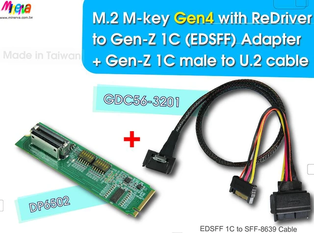Main image of M.2 PCIe Gen 4 with ReDriver to Gen-Z 1C & Gen-Z 1C to U.2 (SFF-8639) Cable/50cm KIT for Intel D7-P5510 Series