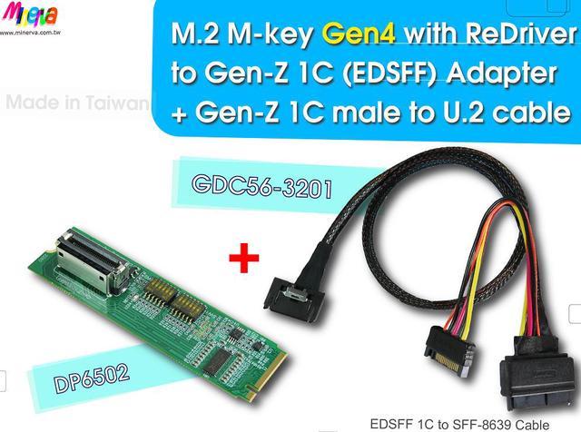 PCIe 4.0 Gen-Z 1C (EDSFF) to U.2 (SFF-8639) Cable, 50cm & U.2 to M
