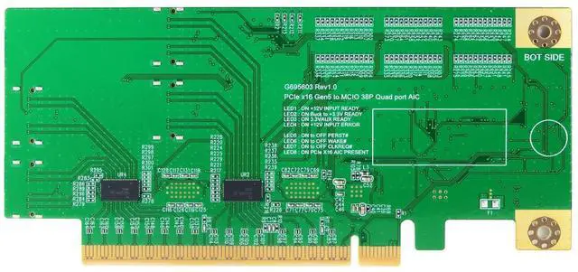 Alt view image 3 of 7 - PCIe x16 Gen 5 with ReDriver to MCIO 38P quad port
