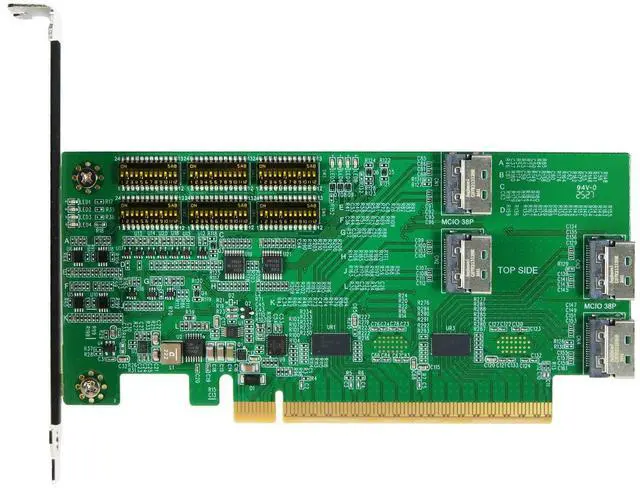 Alt view image 2 of 7 - PCIe x16 Gen 5 with ReDriver to MCIO 38P quad port