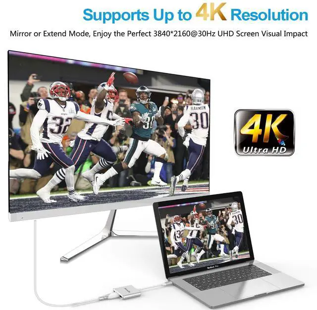 Alt view image 3 of 7 - USB C to HDMI Multiport Adapter Tuwejia USB 3.1 Gen 1 Thumderbolt 3 to HDMI 4K Video Converter/USB 3.0 hub Port PD Quick Charging Port with Large Projection for 2015/16/17/18 MacBook/MacBook Pro/Chr