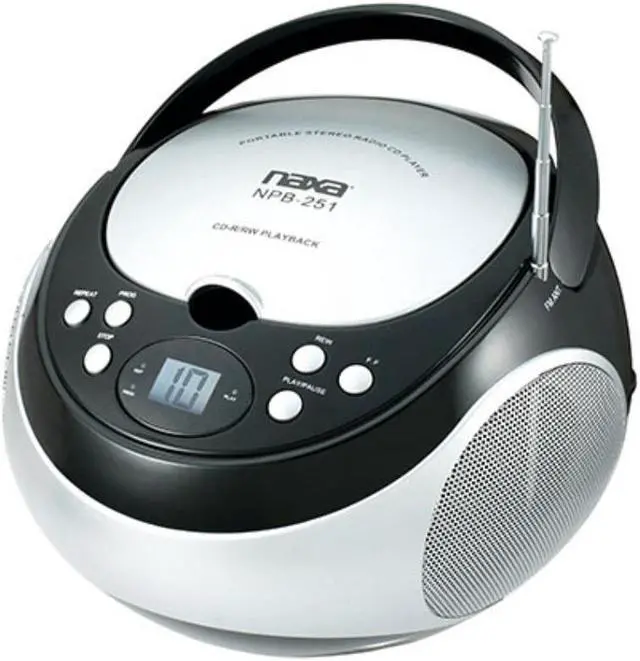 Alt view image 2 of 6 - Naxa NPB251BK Portable CD Player with AM/FM Radio (Black)