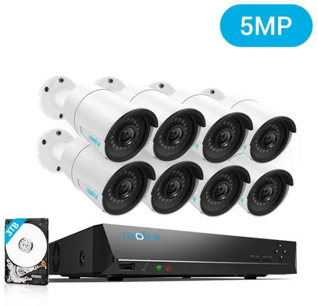 Main image of Reolink 5MP 16CH Outdoor PoE Security Camera System, 8pcs Wired PoE IP Cameras, 4K/8MP 16 Channel NVR w/ 3TB HDD for 24/7 Recording, IR Night Vision Remote Access, RLK16-410B8-5MP
