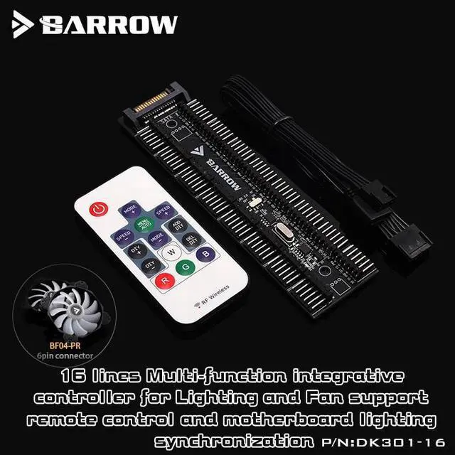 Main image of Barrow LRC2.0 Compatible 16-Way 12V/5V Manual Lighting/Fan Controller with Remote (DK301-16)