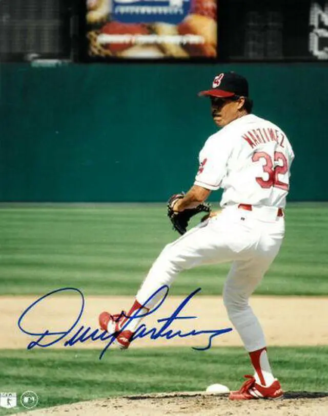 Main image of Dennis Martinez signed Cleveland Indians 8x10 Photo (white jersey)