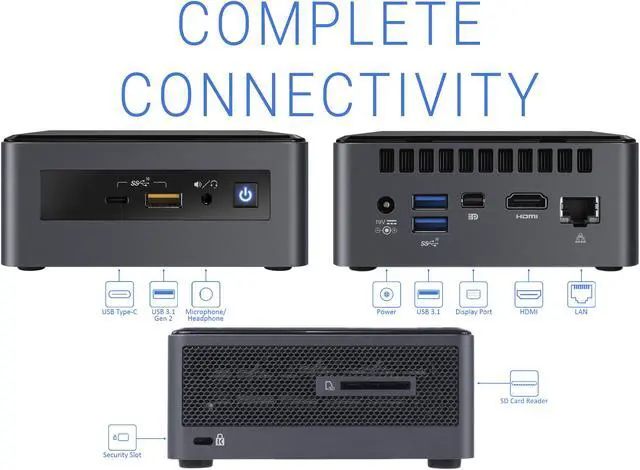 Alt view image 2 of 5 - Intel NUC8i5INHPA Mini PC, Intel Core i5-8265U Upto 3.9GHz, 8GB RAM, 512GB SSD + 500GB HDD, AMD Radeon 540X, HDMI, Mini DisplayPort, Card Reader, Wi-Fi, Bluetooth, Windows 10 Pro