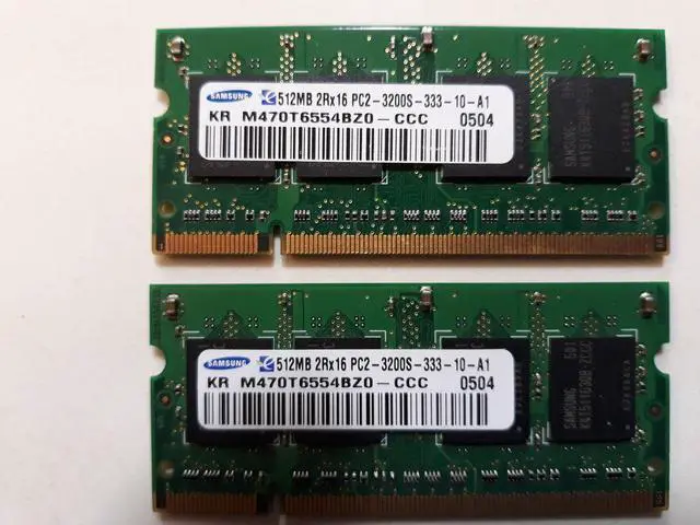 Main image of Samsung 1GB 2x512MB M378T6553CZP-CCC PC2-3200 DDR2 RAM Desktop Memory 400MHz