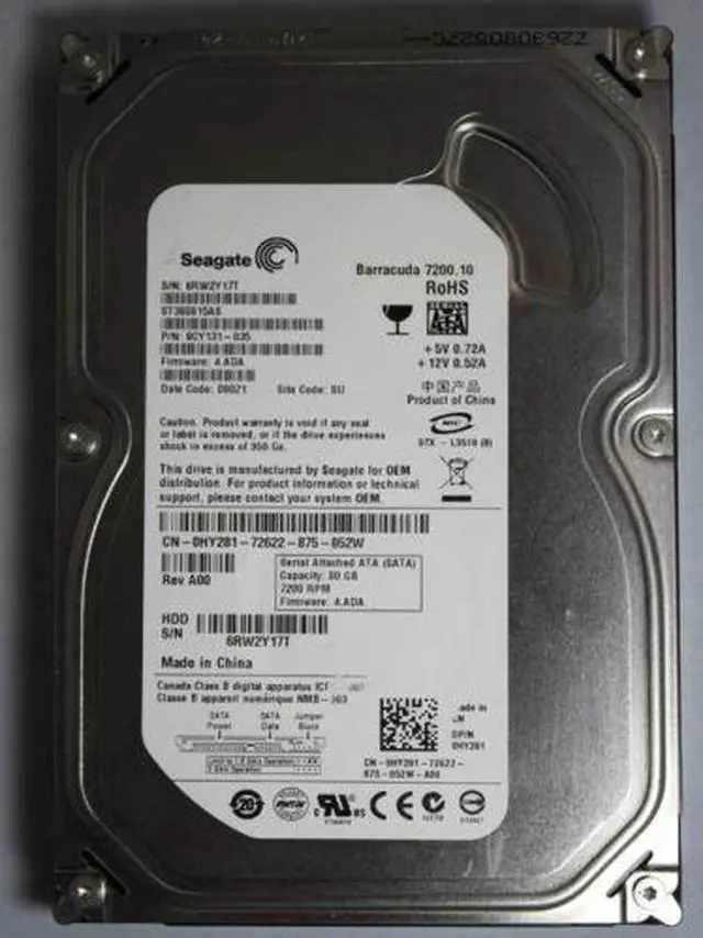 Alt view image 3 of 5 - DELL Hy281  80Gb 7200Rpm Sata 8Mb Buffer 3.5Inch Hard Disk Drive