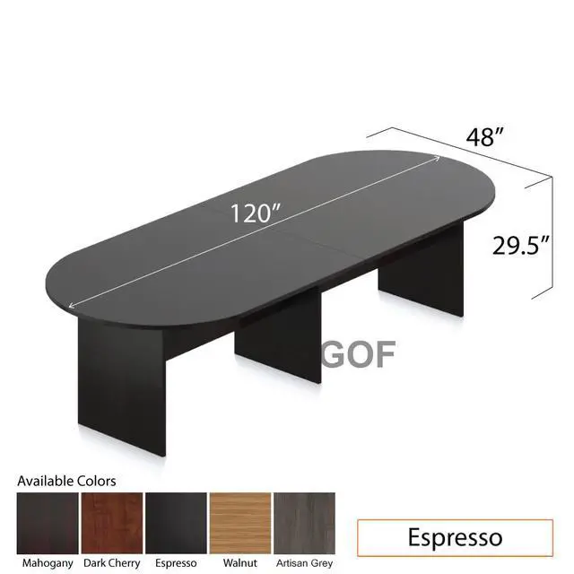 Alt view image 2 of 4 - GOF 10 FT Racetrack Conference Table for Home Office, School, Workplace, and Entertainment Room - Sturdy and Stable Table for Meetings with Laptops (Espresso)