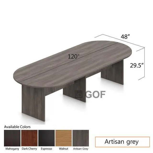 Alt view image 2 of 4 - GOF 10 FT Racetrack Conference Table for Home Office, School, Workplace, and Entertainment Room - Sturdy and Stable Table for Meetings with Laptops (Artisan Gray)