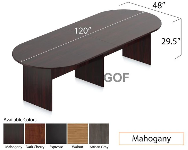 Alt view image 2 of 4 - GOF 10 FT Racetrack Conference Table for Home Office, School, Workplace, and Entertainment Room - Sturdy and Stable Table for Meetings with Laptops (Mahogany)