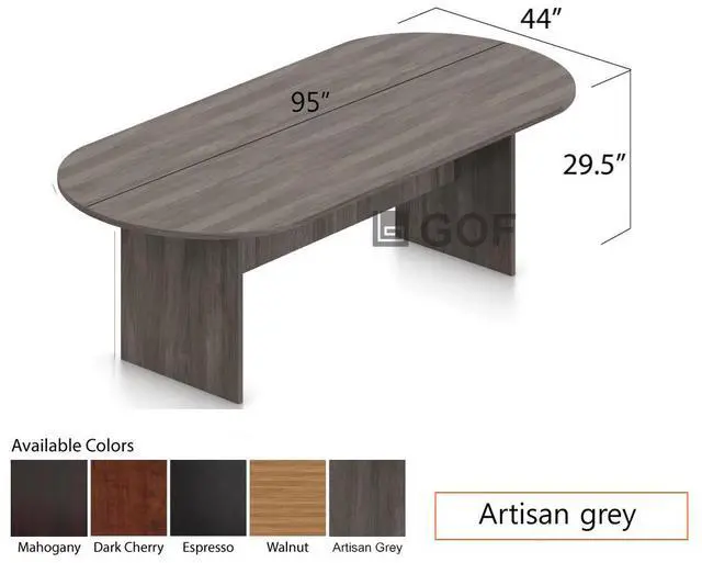 Alt view image 3 of 7 - GOF 8 FT Racetrack Conference Table w/ 6 Chairs Set for Home Office, School, Library, Board Room, Meeting Room, Break Room - Sturdy Table & Comfortable Chairs for Meetings with Laptops (Artisan Gray)