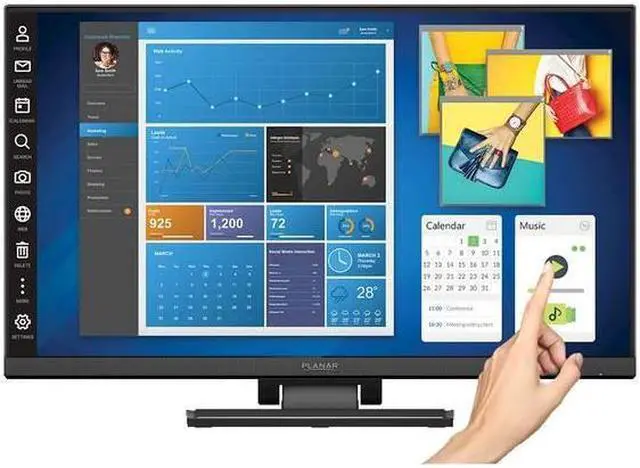Alt view image 4 of 16 - Planar Helium PCT2435 24" Full HD 1920x1080 USB VGA HDMI Built-in Speakers Widescreen IPS Backlit LED LCD Touchscreen Monitor