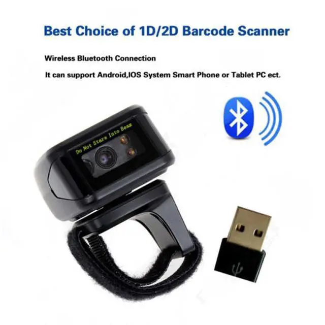 Alt view image 3 of 12 - Wireless 2D QR 1D Barcode Scanner Mini Ring Wearable Bluetooth 2D Bar Code Reader Ring Barcode Scanner