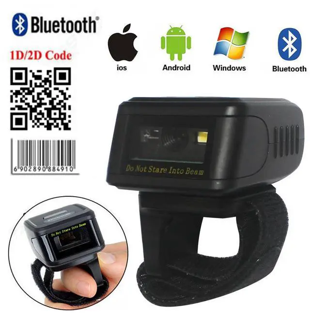 Main image of Wireless 2D QR 1D Barcode Scanner Mini Ring Wearable Bluetooth 2D Bar Code Reader Ring Barcode Scanner