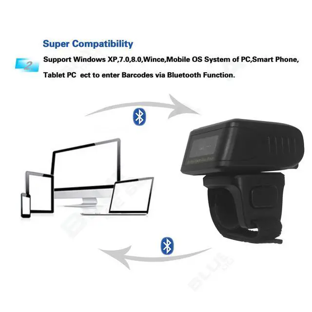 Alt view image 5 of 12 - Wireless 2D QR 1D Barcode Scanner Mini Ring Wearable Bluetooth 2D Bar Code Reader Ring Barcode Scanner