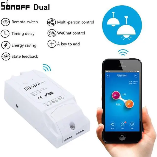 Alt view image 4 of 4 - SONOFF Dual Channel WiFi Smart Home Smart Switch Automation Switches DIY Timer Switch Module Remote Control for IOS Android New