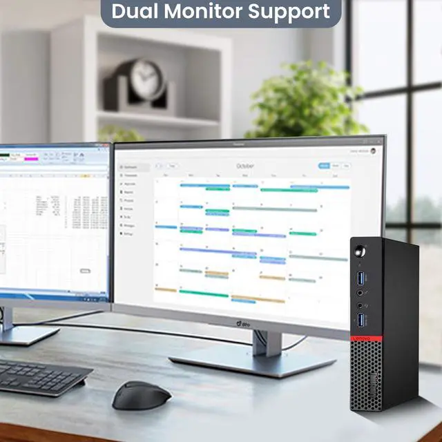 Alt view image 6 of 6 - Lenovo ThinkCentre M900 Mini Computer PC Intel Quad Core i5-6500T, 16GB DDR4 Ram, 512GB SSD, Dual 22 Inch Monitor, Keyboard & Mouse, Wi-Fi, Windows 11 Professional (Renewed)