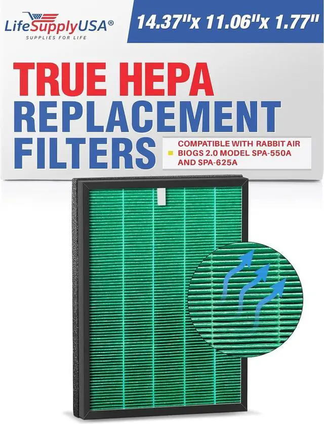 Alt view image 2 of 2 - True HEPA Replacement Filter for Rabbit Air BioGS 2.0 Air Purifier Models SPA-550A and SPA-625A