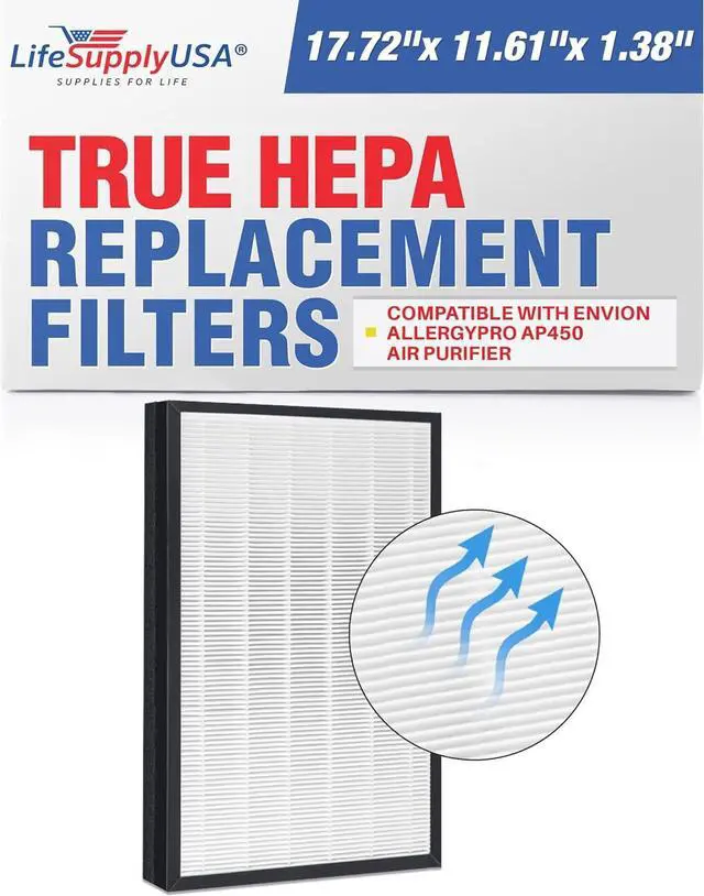 Alt view image 4 of 5 - Replacement HEPA Filter for Envion AllergyPro Allergy Pro AP450 AP 450 Dimensions: 17.75 x 11.5 x 1.5