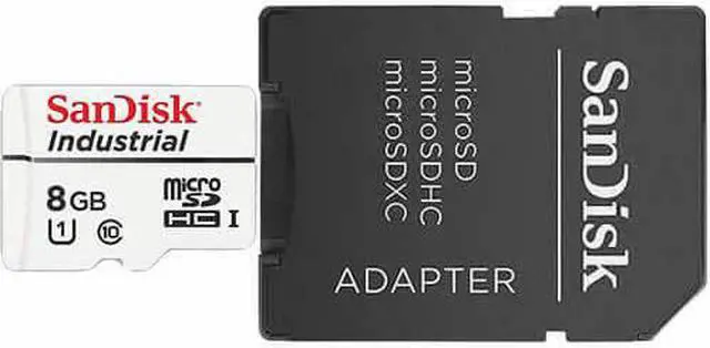 Main image of SanDisk 8GB Industrial Grade MLC Micro SDHC Class 10 SDSDQAF3-008G-I Memory Card (1 Pack) with SD Adapter