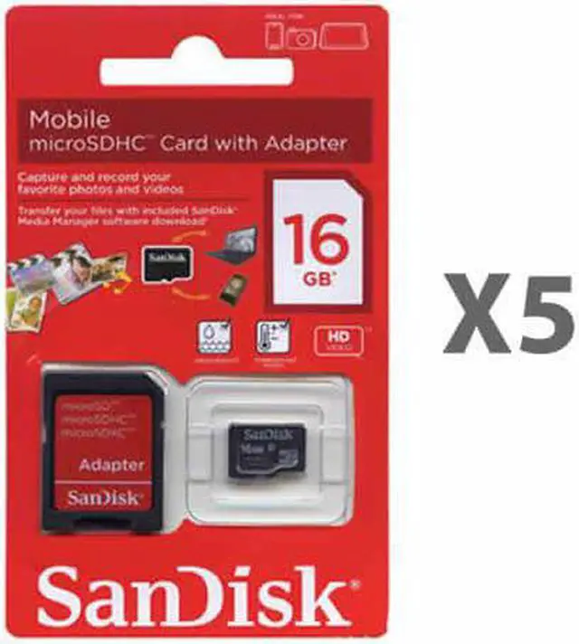 Main image of SanDisk 16GB microSDHC Class 4 Card SDSDQM-016G-B35A (5 Pack)