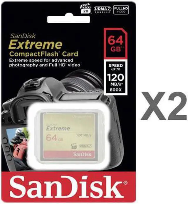 Main image of SanDisk Kit of Qty 2 x Sandisk Extreme CF 64GB SDCFXSB-064G-G46 Card