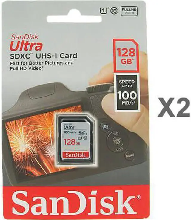 Main image of SanDisk Kit of Qty 2 x Sandisk 128GB SDXC SDSDUNR-128G-GN6IN Card