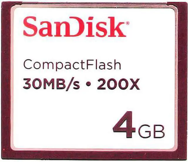 Main image of SanDisk SDCFAA-004G CGG 4GB 50p CF r30MB/s 200X Sandisk Standard White Label CompactFlash Card RFB