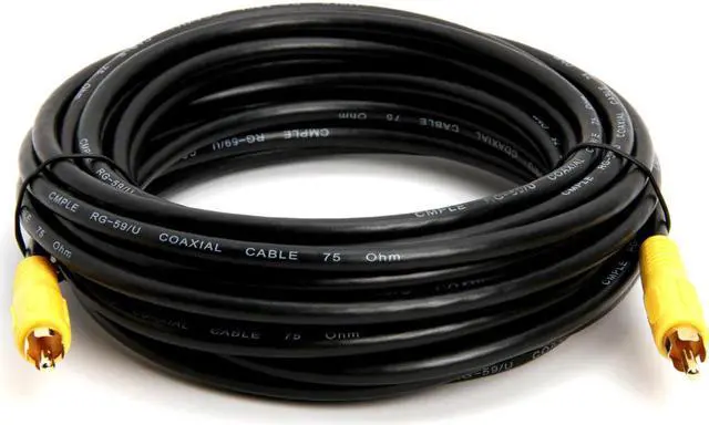 Alt view image 2 of 3 - Cmple - 25FT RCA Subwoofer Cable (1 RCA Male to 1 RCA Male Composite Audio/Video Cord) S/PDIF Coaxial Cable, Digital Aud