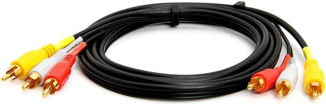 Alt view image 2 of 5 - Cmple - 3-Male RCA to 3-Male RCA Composite Video Audio A/V AV Cable Gold Plated - 6 Feet