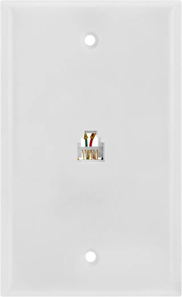 Main image of Cmple - Single RJ11 Connector with 6 Conductors Phone Wall Plate Jack 6P6C Telephone Single Jack Wallplate with Screws