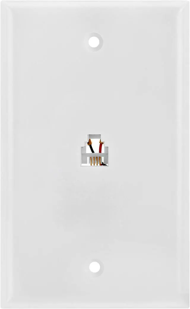 Main image of Cmple - Single RJ11 Connector with 4 Conductors Phone Wall Plate Jack 6P4C Telephone Single Jack Wallplate with Screws