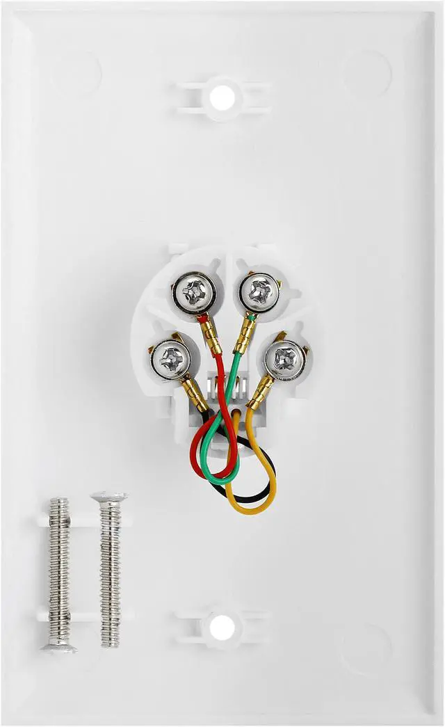 Alt view image 2 of 6 - Cmple - Single RJ11 Connector with 4 Conductors Phone Wall Plate Jack 6P4C Telephone Single Jack Wallplate with Screws