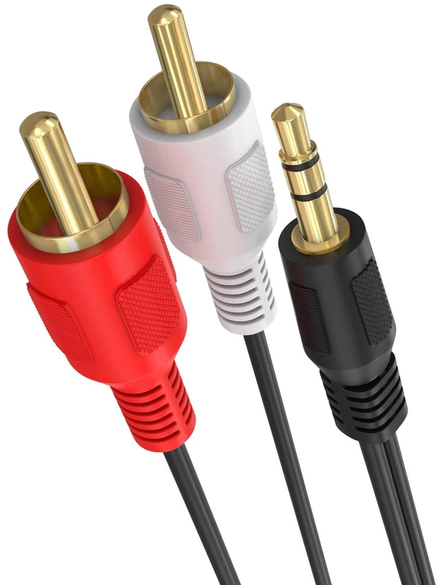 Main image of Cmple - 3.5mm to RCA Cable 12ft RCA to AUX Cord Adapter 2 RCA Y Splitter Stereo Audio Auxiliary Cord 1/8 to RCA Male to Male for Speakers, Headphones, Home Audio System, Home Theater