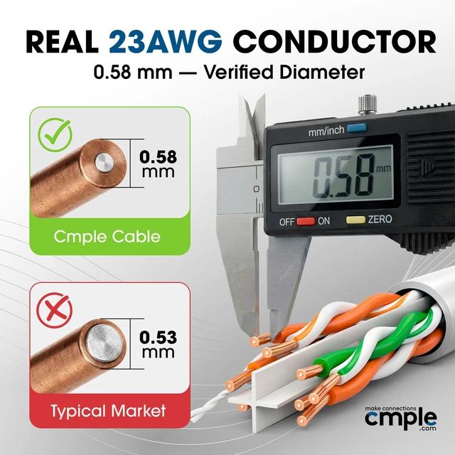 Alt view image 4 of 7 - Cmple - Cat6 Cable 1000ft Bulk Lan Ethernet Cat 6 Wire Network UTP 23AWG CMR Riser 10 Gbps 550 MHz Pull Box 1000 Feet, White