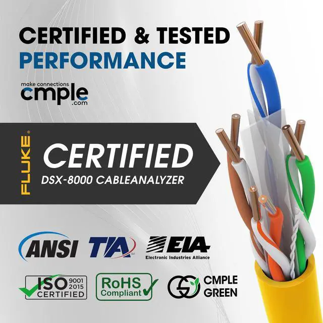 Alt view image 3 of 7 - Cmple - Cat6 Cable 1000ft Bulk Lan Ethernet Cat 6 Wire Network UTP 23AWG CMR Riser 10 Gbps 550 MHz Pull Box 1000 Feet, Yellow