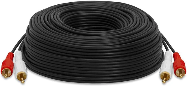 Alt view image 3 of 5 - Cmple - 2 RCA Male to 2 RCA Male Stereo Audio Cable - Double RCA Stereo Cable/Cord - Gold Plated for Home Theater, HDTV, AV Receivers, Amplifiers, Gaming Consoles, Hi-Fi Systems, RCA Cable - 100 FT