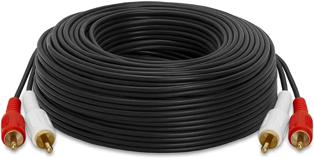 Alt view image 3 of 5 - Cmple - 2 RCA to 2 RCA Cables 75ft, Male to Male RCA Cable Stereo Audio Speaker Cable RCA Red and White Cables Double RCA Subwoofer Cable for Car Stereo, Marine Audio, Audio Mixer, Amplifier - Black