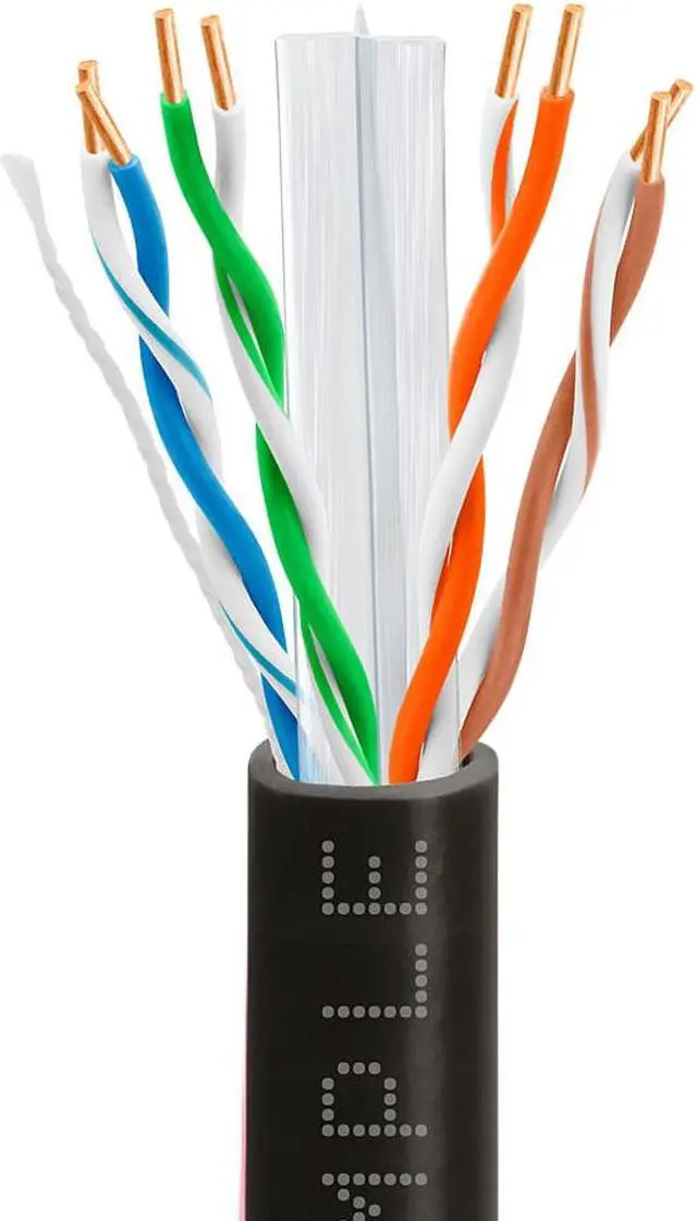 Alt view image 2 of 6 - Cmple - Cat6 Cable 1000ft Bulk Lan Ethernet Cat 6 Wire Network UTP 23AWG CMR Riser 10 Gbps 550 MHz Pull Box 1000 Feet, Black