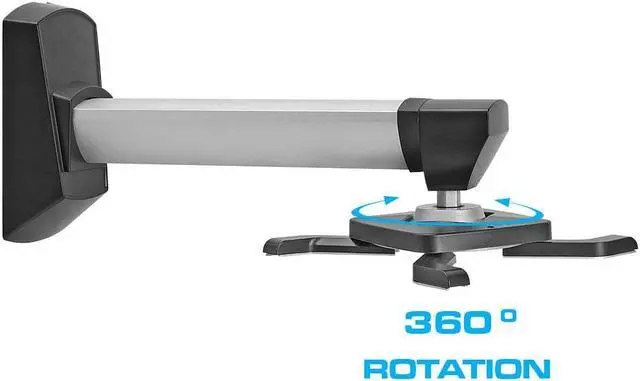 Alt view image 2 of 6 - Cmple - Aluminum Short Throw Projector Wall Mount, Tilt & 360 Degree Swivel Wall Projector Bracket Mount with Telescopic Slide for LCD LED Projectors - Max 22lbs (Silver/Black)