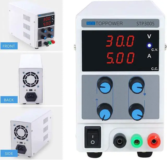 Alt view image 5 of 13 - 30V 5A DC Power Supply Variable, Adjustable Switching Regulated Power Supply Digital, with Alligator Leads US Power Cord for Spectrophotometer and lab Equipment Repair