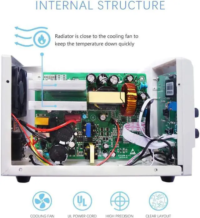 Alt view image 6 of 13 - 30V 5A DC Power Supply Variable, Adjustable Switching Regulated Power Supply Digital, with Alligator Leads US Power Cord for Spectrophotometer and lab Equipment Repair