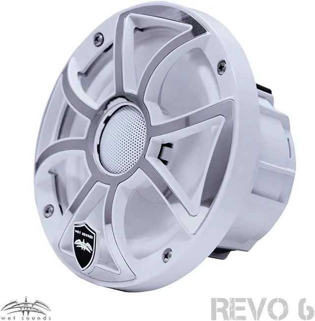 Alt view image 3 of 4 - Wet Sounds - Two Pairs Of REVO 6-XSW-SS White XS / Stainless Overlay Grill 6.5 Inch Marine LED Coaxial Speakers