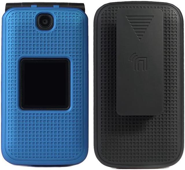 Case for Alcatel Smartflip / Go Flip 3, Nakedcellphone [Cobalt Blue] Protective Snap-On Cover [Grid Texture] for Alcatel Go Flip 3, Alcatel Smartflip