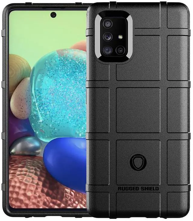 Alt view image 2 of 7 - Black Tactical Rugged Shield Case Flexible Matte Cover for Samsung Galaxy A71 5G