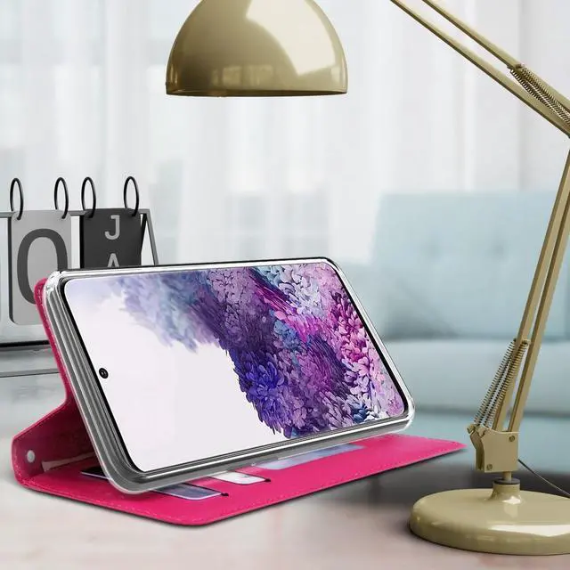 Alt view image 4 of 7 - Pink Wallet Case Stand Card Slot Cover Wrist Strap for Samsung Galaxy Note 20